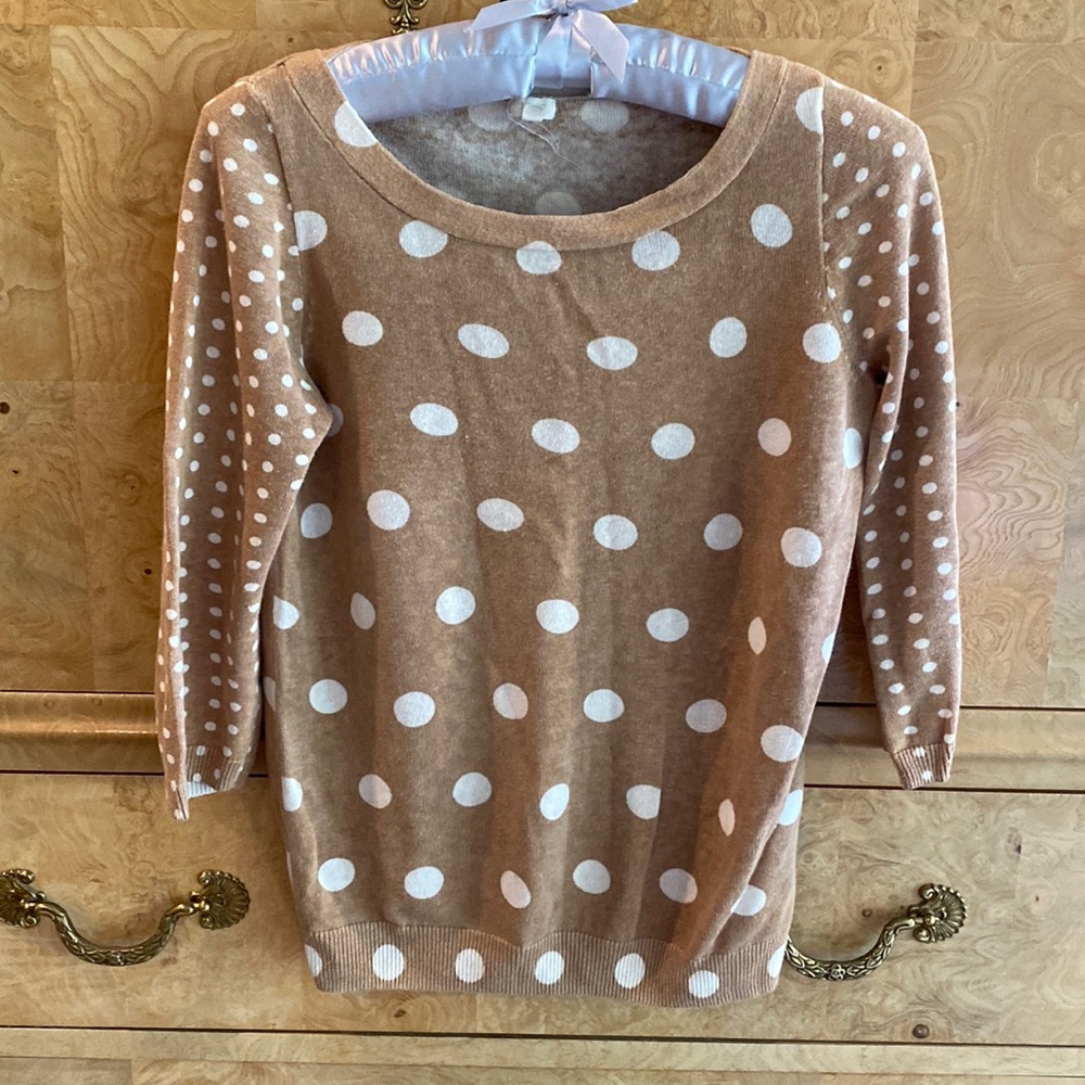 J. Crew Linen Blend Polka Dot Sweater